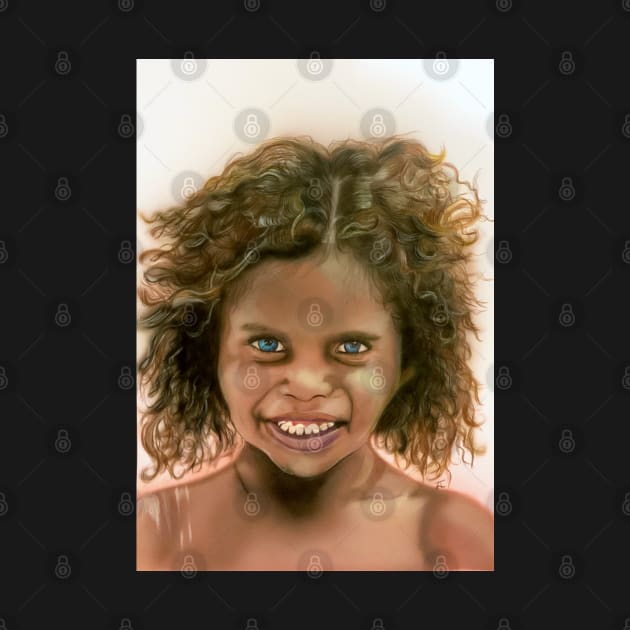 Little man Australian indigenous child by Accabella