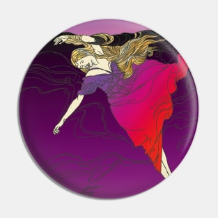 Drowning Girl (red on purple) Pin