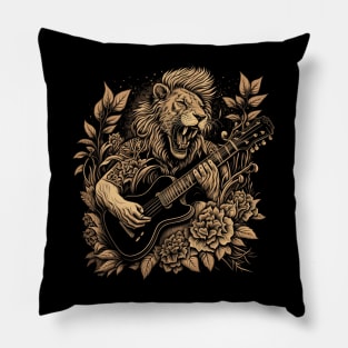 Lion Playing a Guitar Pillow