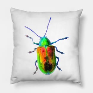 Dogbane Leaf Beetle Green Orange Colorful Bug Pillow