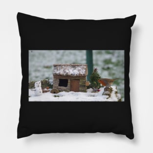 christmas snow robin Pillow