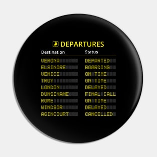 Shakespeare’s Plays Departures Board Pin