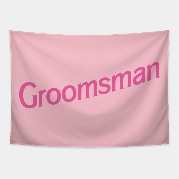 Groomsman Barbie logo Tapestry by byb