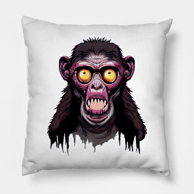 Zombified Halloween Monkey Pillow by Nonconformist