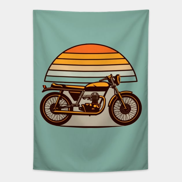 Motorcycle 1970’s Graphic Design Tapestry by BlueLine Design