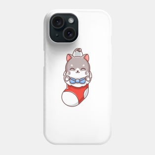 Cute cats with a christmas wreath for winter Phone Case