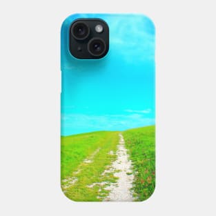 Scenery from Piani di Ragnolo with a path climbing the hill Phone Case