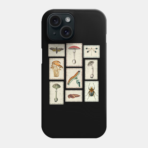 Cottagecore Goblincore Dark Academia Mushroom and Insect Phone Case by Huhnerdieb Apparel