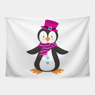 Cute Penguin, Penguin With Hat, Penguin With Scarf Tapestry