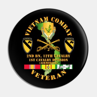 Vietnam Combat Cavalry Veteran w 2nd Bn 12th Cav DUI - 1st Cav Div Pin