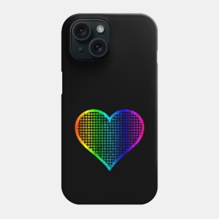 Distressed Rainbow and Black Gingham Heart Phone Case