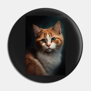 orange and white Cat portrait Pin