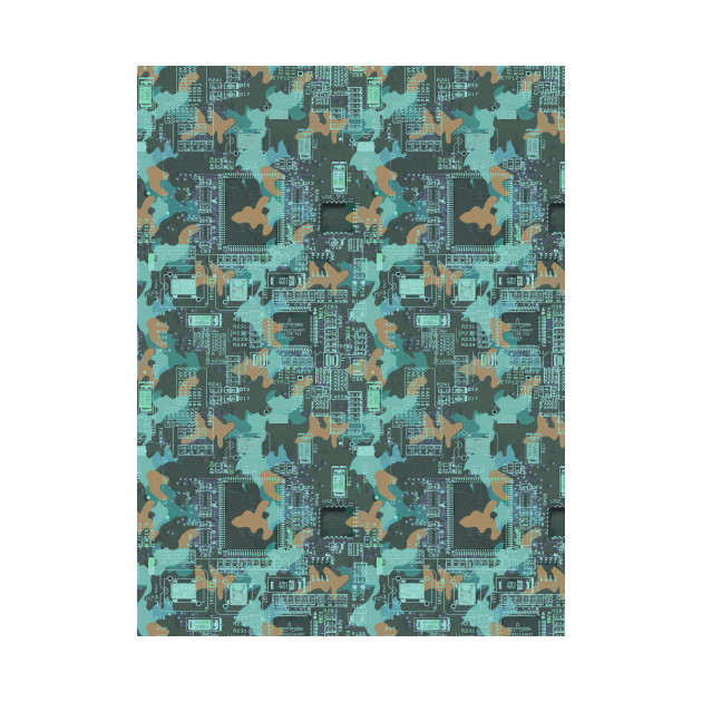 Camouflage and chip blue brown by Remotextiles