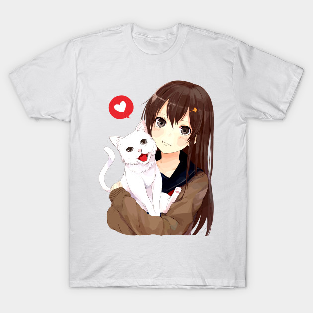 Anime Girl Cute Cat Neko Cat T Shirt Teepublic