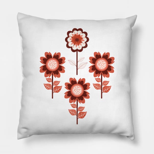 Retro Flowers V Pillow by cesartorresart
