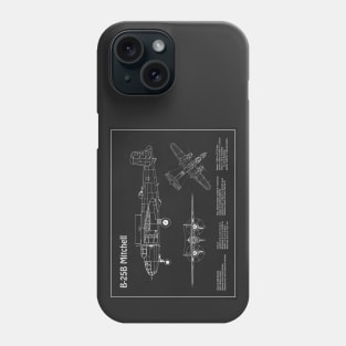 B-25B Mitchell Doolittle - Airplane Blueprint - PD Phone Case