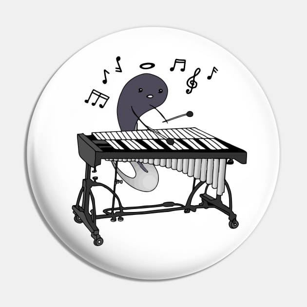 Cute Tadpole Playing Vibraphone In Love with Music (Vibraphonist Melody) Mallet Percussion Instrument Pin by Mochabonk