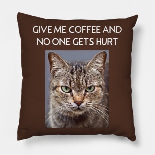 Funny Tabby Cat Men's Women's Grumpy Coffee Lovers Gift Pillow