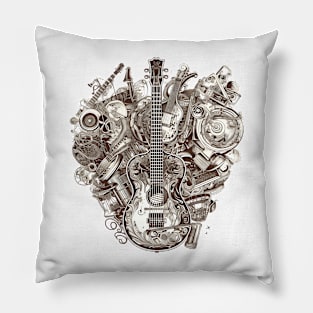 Vintage Acoustic Guitar Heart Pillow