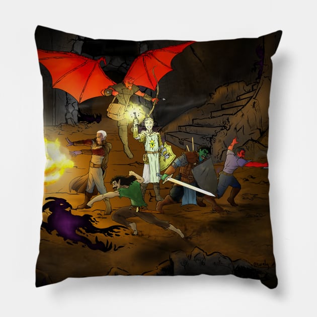 Adventuring Party! Pillow by Hurmly