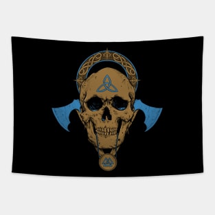 Viking Skull Nordic Scandinavian Norse Pagan Symbols Tapestry