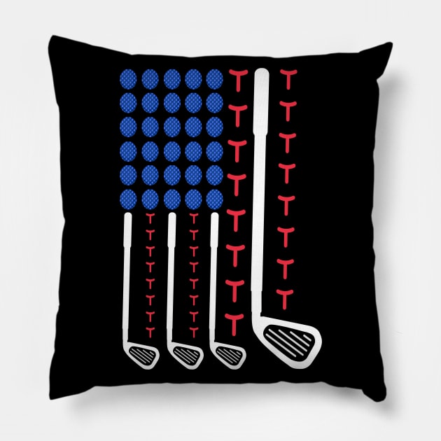 American flag golfing Pillow by JustBeSatisfied