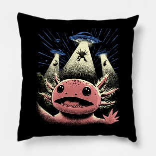 Axolotl and Aliens: Extraterrestrial Encounter Pillow