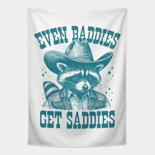 Even Baddies Get Saddies Raccoon Meme Tapestry