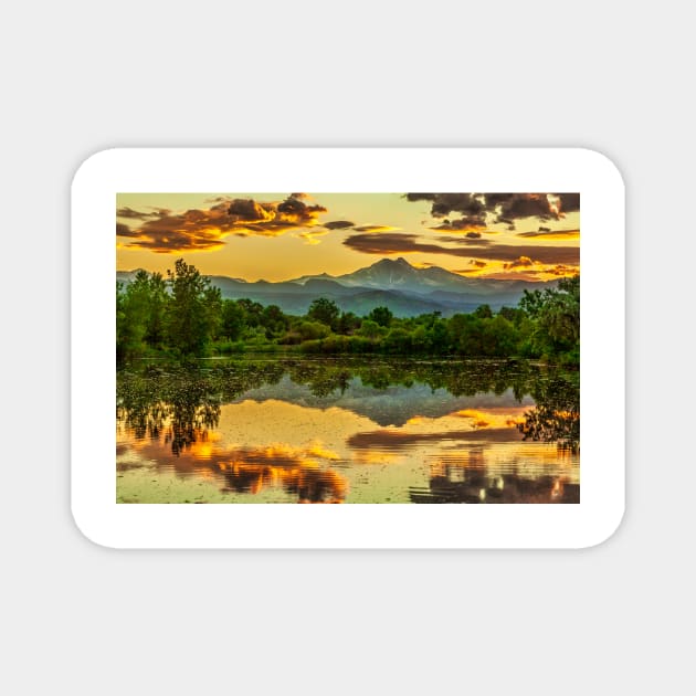 Warm Golden Ponds Sunset Magnet by nikongreg