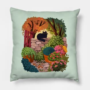 Cat in the garden Pillow