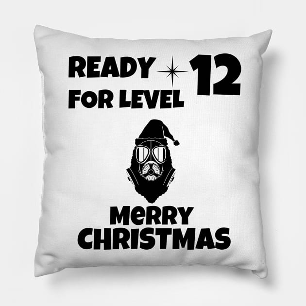 Quarantined Christmas Level 12 Black Pillow by NickDsigns