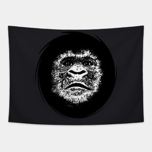 Face Of A Great Ape Scratchboard Art Illustration Tapestry