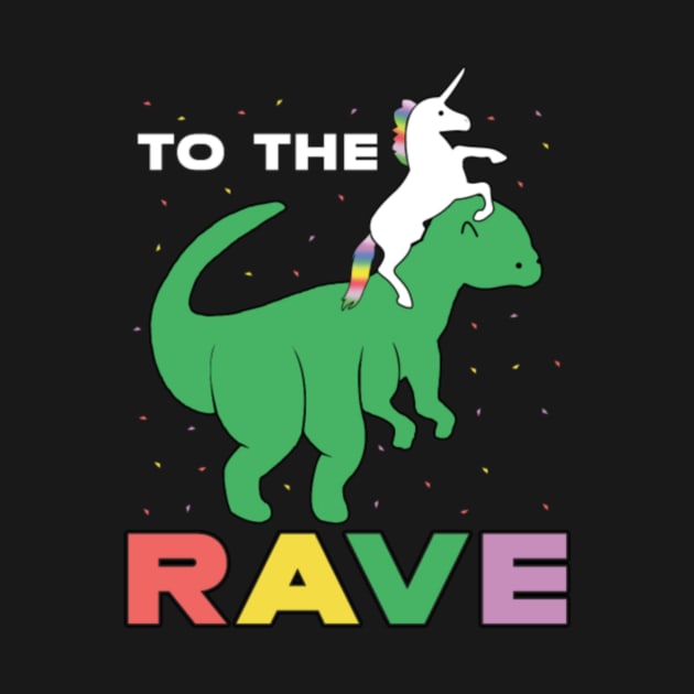 Unicorn riding the Dinosaur to the rave funny by Xizin Gao