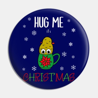 Hug Me It's Christmas - Small Christmas Cactus In Poinsettia Mug Pin