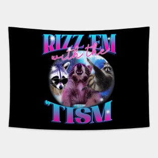 Autism Funny Rizz Em With The Tism Meme Autistic Opossum (2) Tapestry