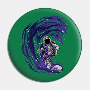 astronaut surfing Pin