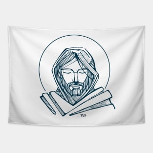 Jesus Christ Serene Face illustration Tapestry