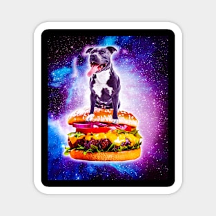 Outer Space Galaxy Dog Riding Burger Magnet