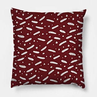 Christmas branches and stars - red and white Pillow