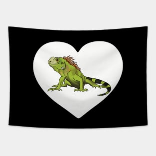 Iguana Heart for Iguana Lovers, White Tapestry