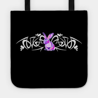 Cubism bunny with tribal band Tote
