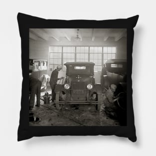 Auto Body Shop, 1926. Vintage Photo Pillow