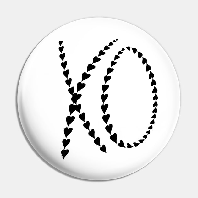 XO Modern Hearts Hugs & Kisses Pin by DoubleBrush