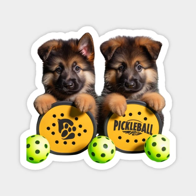 German Shepherd Puppies Pickleball Design Magnet by Battlefoxx Living Earth