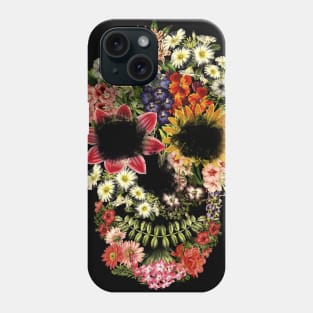 Floral Skull Vintage Black Phone Case