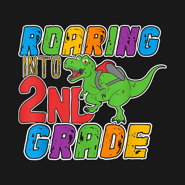 2nd Grade Dinosaur T Rex Back to School T Shirt for Boys by FONSbually