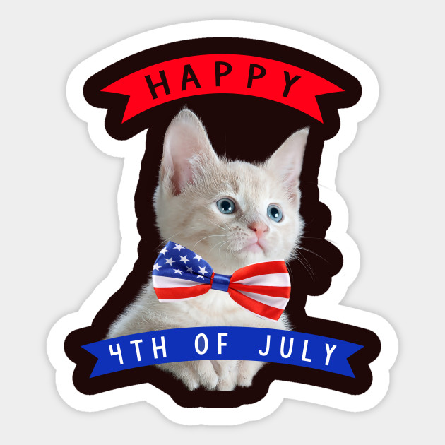 Happy 4th Of July Cute Cat Independece Day Cat With A Bow Tie
