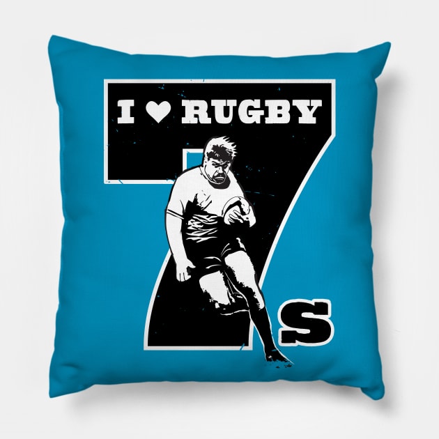 I Love Rugby Sevens Pillow by atomguy