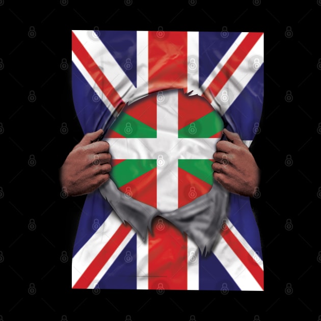 Bilbao Flag Great Britain Flag Ripped - Gift for Basque From Bilbao by Country Flags