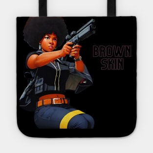 Brown Skin Big Gun Afro Tote